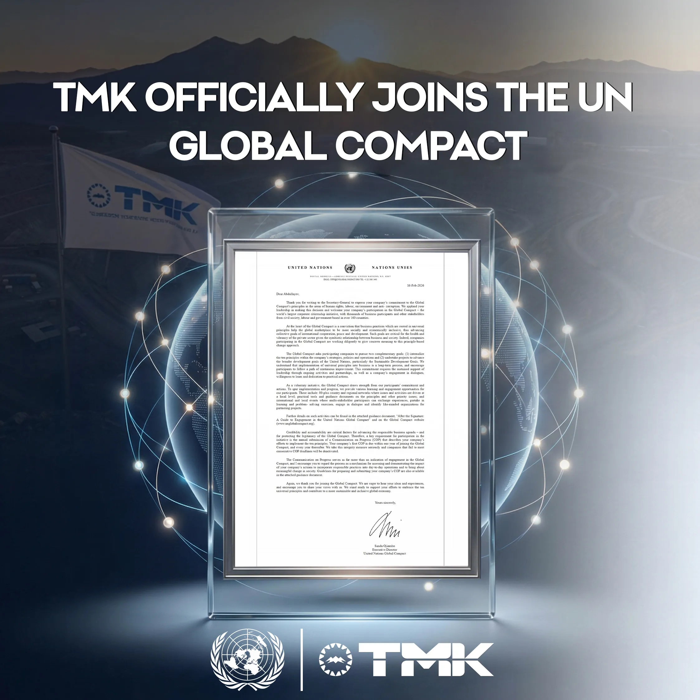  TMK officially joins the UN Global Compact: Taking ESG to a new level