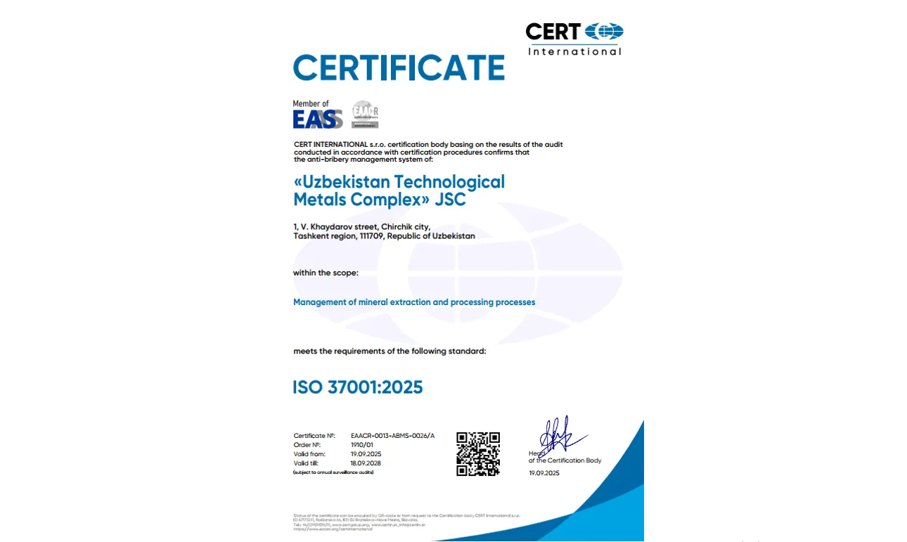 ISO 37001:2025 Korrupsiyaga qarshi kurashish menejmenti