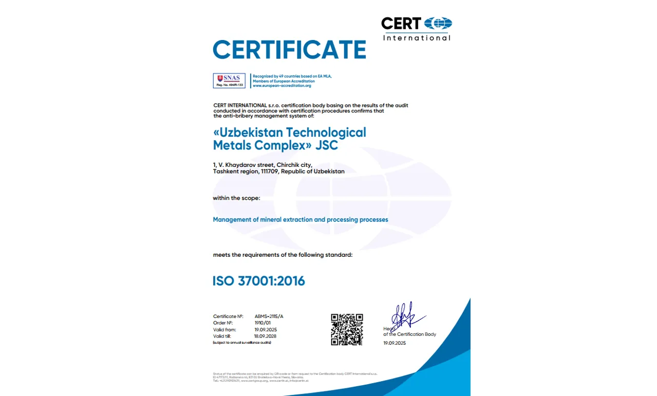 ISO 37001:2016 Korrupsiyaga qarshi kurashish menejmenti